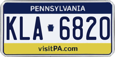 PA license plate KLA6820