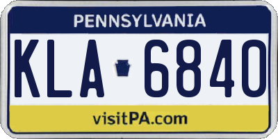 PA license plate KLA6840