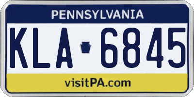 PA license plate KLA6845