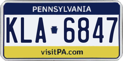PA license plate KLA6847