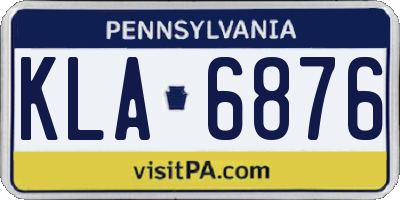 PA license plate KLA6876