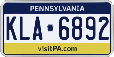 PA license plate KLA6892