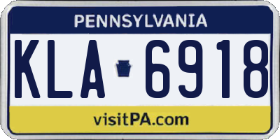 PA license plate KLA6918