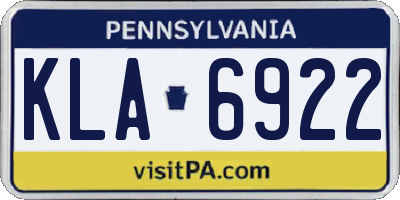 PA license plate KLA6922