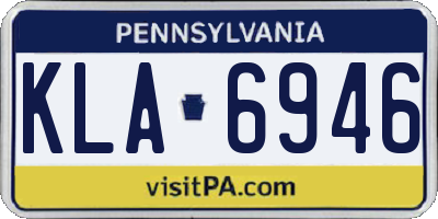 PA license plate KLA6946