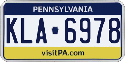 PA license plate KLA6978