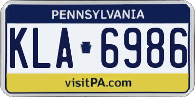 PA license plate KLA6986