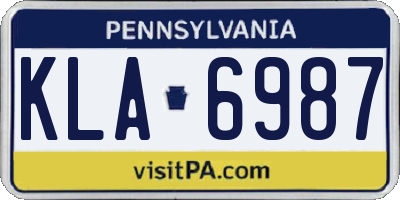 PA license plate KLA6987