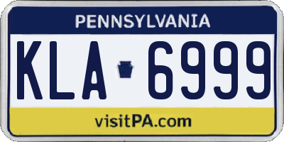 PA license plate KLA6999