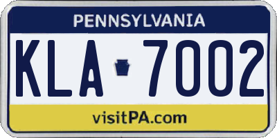 PA license plate KLA7002