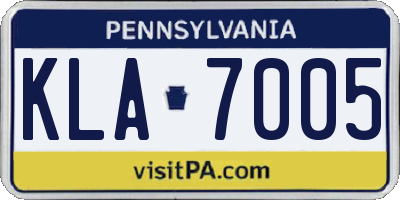 PA license plate KLA7005