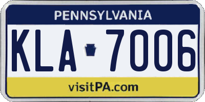 PA license plate KLA7006