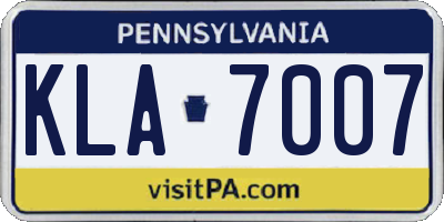 PA license plate KLA7007
