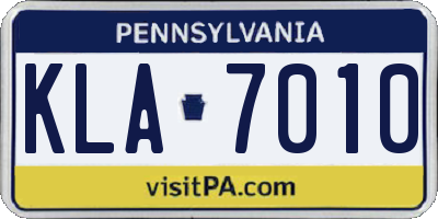 PA license plate KLA7010