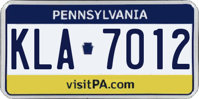 PA license plate KLA7012