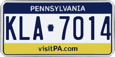 PA license plate KLA7014