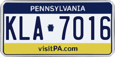 PA license plate KLA7016