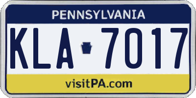 PA license plate KLA7017