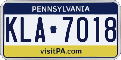 PA license plate KLA7018