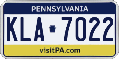 PA license plate KLA7022