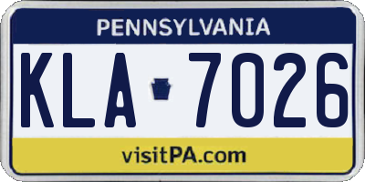 PA license plate KLA7026