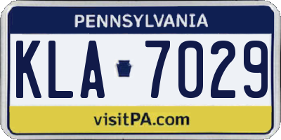 PA license plate KLA7029