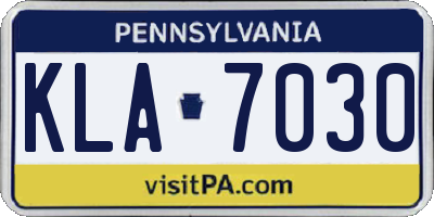PA license plate KLA7030