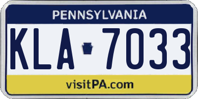 PA license plate KLA7033