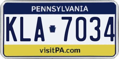 PA license plate KLA7034