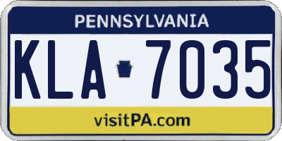 PA license plate KLA7035