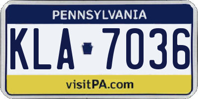 PA license plate KLA7036