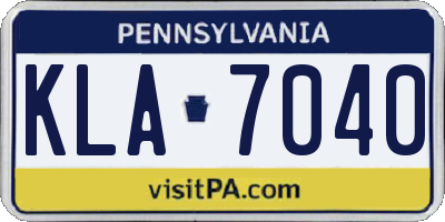 PA license plate KLA7040
