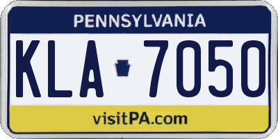 PA license plate KLA7050