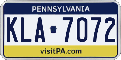 PA license plate KLA7072