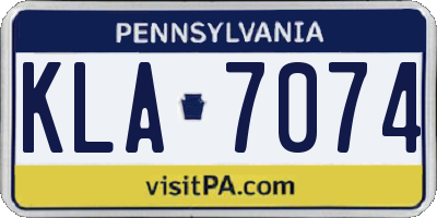 PA license plate KLA7074
