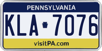 PA license plate KLA7076