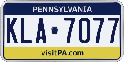 PA license plate KLA7077