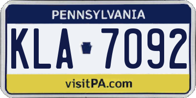 PA license plate KLA7092