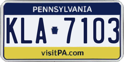 PA license plate KLA7103