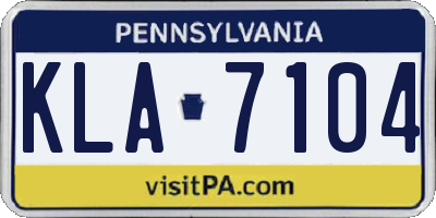 PA license plate KLA7104