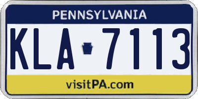 PA license plate KLA7113