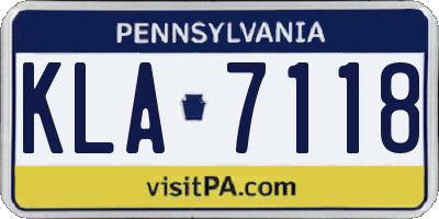 PA license plate KLA7118