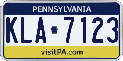 PA license plate KLA7123