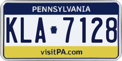 PA license plate KLA7128