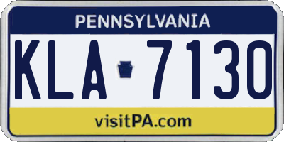 PA license plate KLA7130