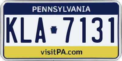 PA license plate KLA7131