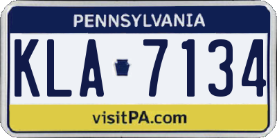 PA license plate KLA7134