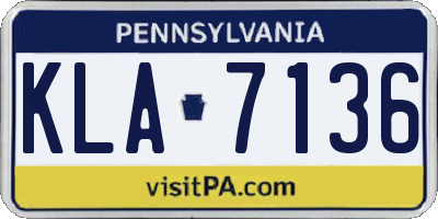 PA license plate KLA7136