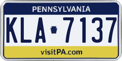 PA license plate KLA7137