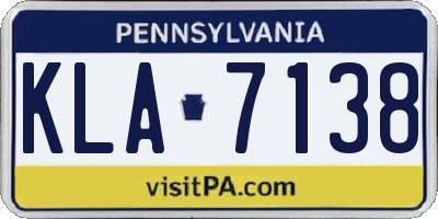 PA license plate KLA7138
